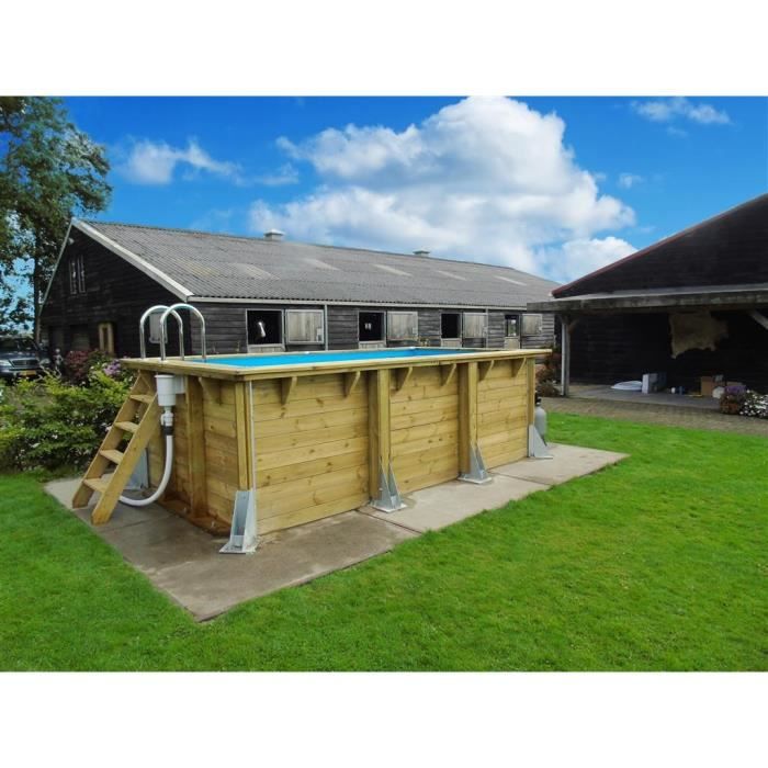 UBBINK Piscine bois Urban Pool 250x450 H140cm - Liner Beige – Hors sol, Semi enterrée ou enterrée - Garantie 15 ans
