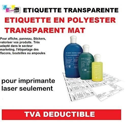 10 planches de 80 étiquette TRANSPARENTE polyester autocollante 35,6 X 16,9 mm Étiquette mat adhésive solide résistant aux intempéri