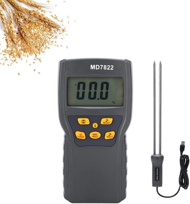 Humidimètre Grain Numérique LCD Sonde 900mm - Testeur Humidité Blé Maïs Riz Avec Voix