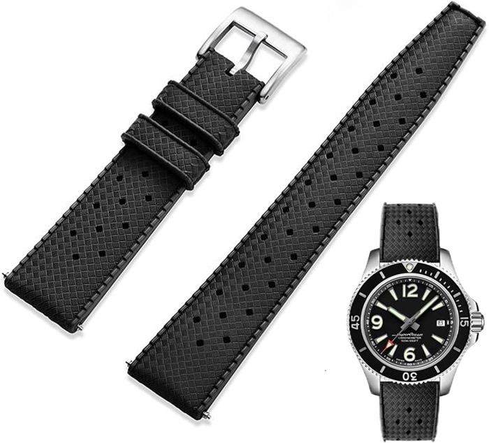 Bracelet Caoutchouc Fkm Universel Noir 20mm 21mm 22mm main image 0