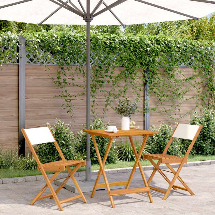 VIDAXL Ensemble de bistro 3 pcs crème