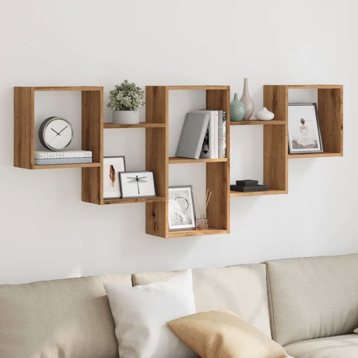 vidaXL Étagère murale chêne artisanal 159x18x66 cm bois dingénierie étagère flottante étagère dexposition murale 853307