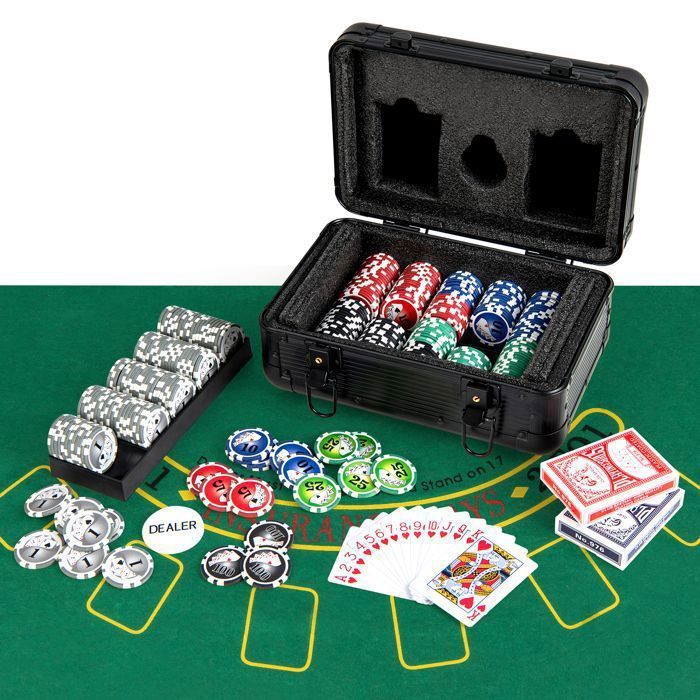 Mallette Aluminium Noir Pour Jetons – Capacité 500 Jetons, 5 Dés, 2 Jeux De Cartes – Coffret De Transport Rigide Et Rembourré