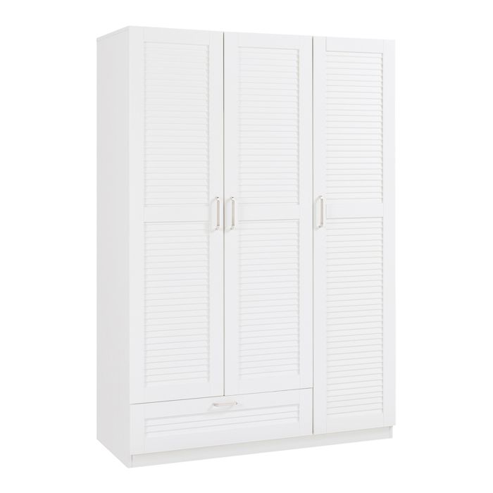 Armoire de chambre Finning 7 étagères 1 tiroirs MDF 176 x 120 x 52 cm blanc