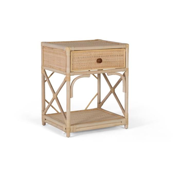 Table de Chevet en Rotin Naturel - GINER Y COLOMER - 60x50x40 cm - Marron