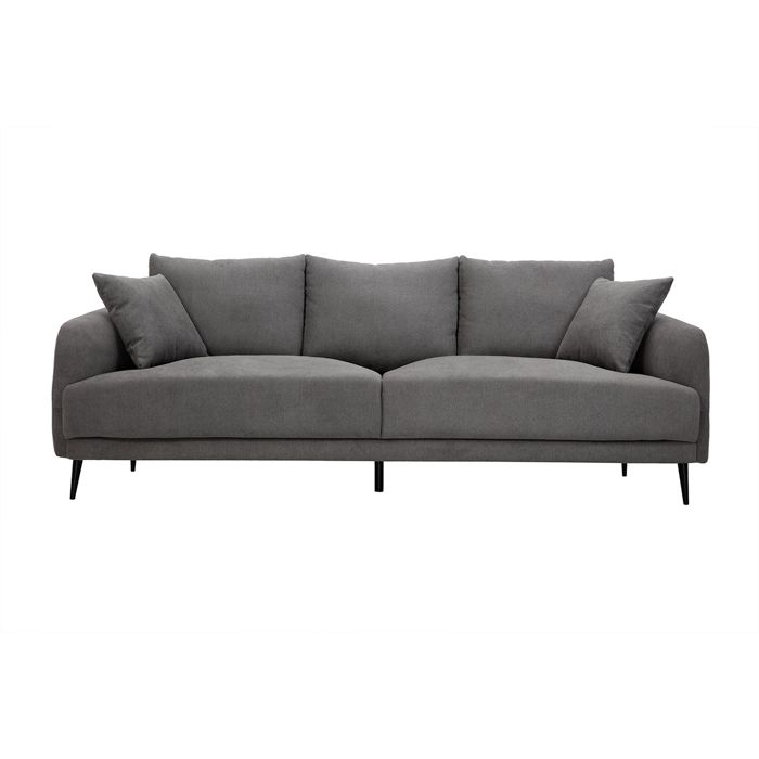 Miliboo - Canapé design 3 places en tissu effet velours gris et métal noir JERRY Miliboo - Canapé design 3 places en tissu effet velours gris et métal noir JERRY