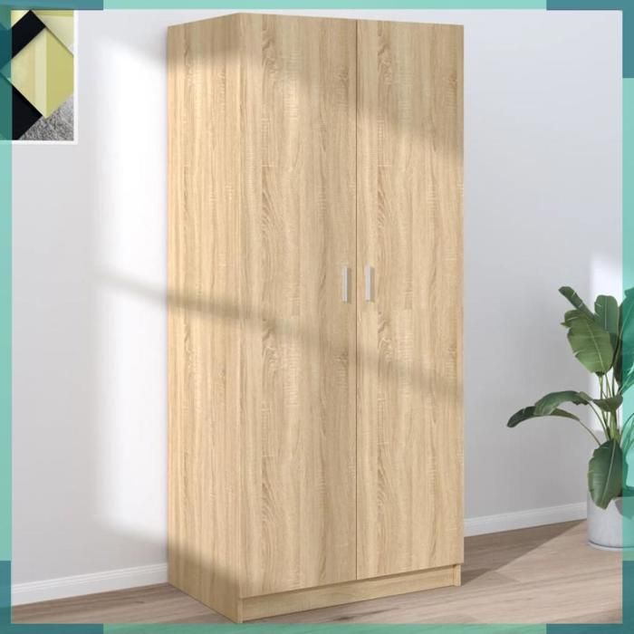 Garde-robe Chêne Sonoma 80x50x200 Cm – 5 Compartiments, Rangement Pratique, Design épuré, Facile à Monter