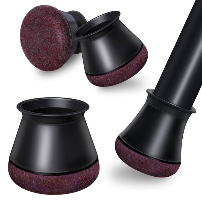 Lot 24 embouts silicone pour pieds de chaise 20 1–30 mm avec patin feutre - protection sol antirayure noir