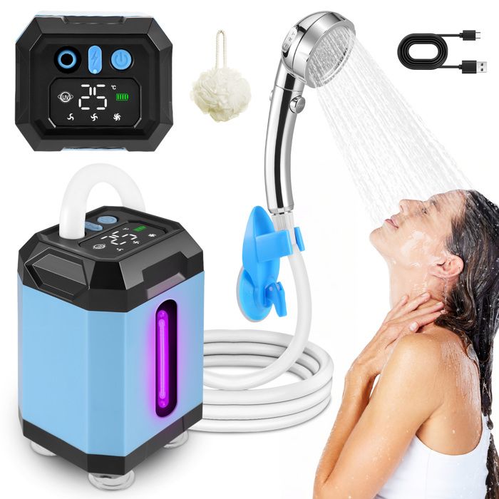 Gxpjycfob Kit Douche Camping Portable 6000mAh Avec Filtre UV - Pompe Électrique Rechargeable Gxpjycfob Kit Douche Camping Portable 6000mAh Avec Filtre UV - Pompe Électrique Rechargeable