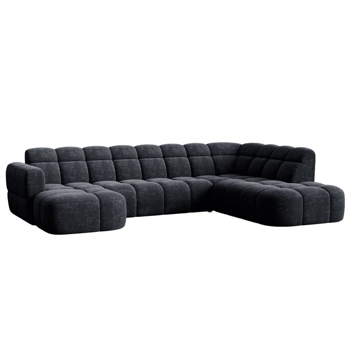 BELIZ XL - Canapé panoramique tissu noir - Angle gauche
