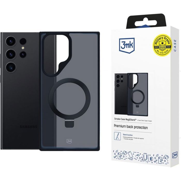 Coque Bumper 3MK pour Samsung Galaxy S24 Ultra - Étui Fumé MagSafe et Support