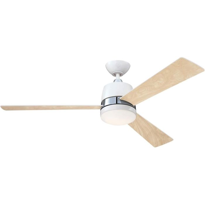 Ventilateur de plafond WESTINGHOUSE Tristan 73038 132 cm brossé Télécommande & luminaire opale - vue 2