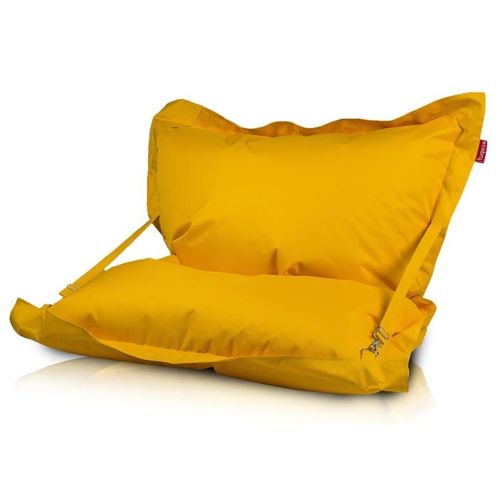 Pouf coussin géant avec sangles siège rembourré en polyester imperméable assise confortable EPS intérieur extérieur Jaune Nc4 M