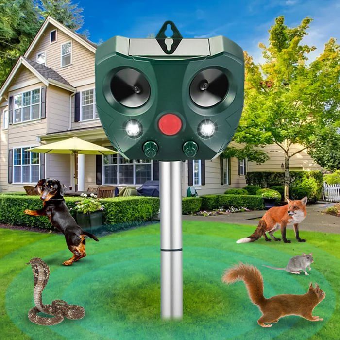 Répulsif Ultrason Chat Solaire Avec Détecteur Mouvement - Anti Rongeurs Jardin Étanche Pour Chats Chiens