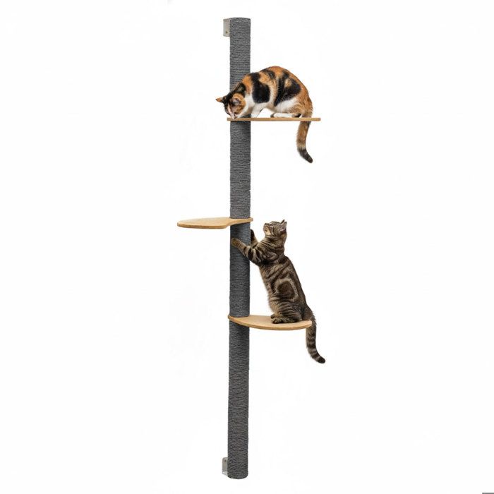 170 cm Arbre à Chat Mural avec 3 Plateaus - Poteau à Griffer - Griffoir en Sisal 170 cm Arbre à Chat Mural avec 3 Plateaus - Poteau à Griffer - Griffoir en Sisal