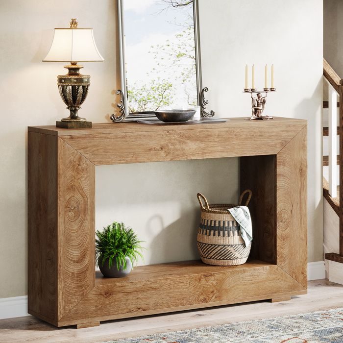 Table Console dEntréeLittle Tree120x30x85cm Table dAppoint avec Espace de RangementPour CouloirSalonChêne