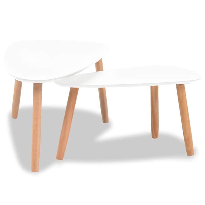 Jeu de petite tables Blanc - LEMON® Ensemble de tables basses 2 pcs - Meuble Centrale de salon - Bois de pin massif Blanc 205 - Sold