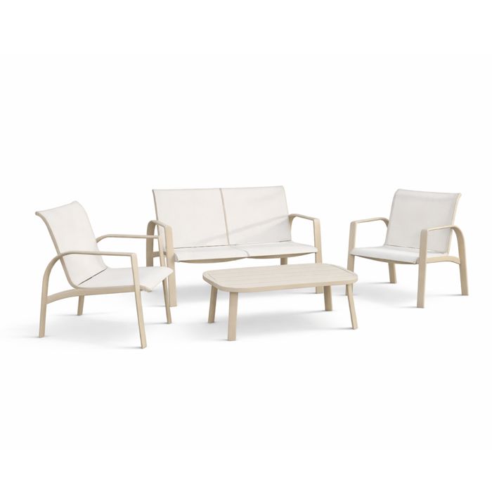 Salon de jardin bas 4 places en aluminium Blanc 122x72x82 cm