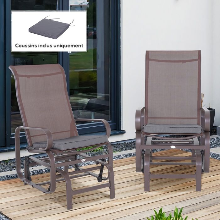 MOTHINESSTO1007-Lot de 2 Coussins de chaise de jardin Coussin chaise extérieur Coussins dassise déhoussables Rembourrage 5 cm Tissu