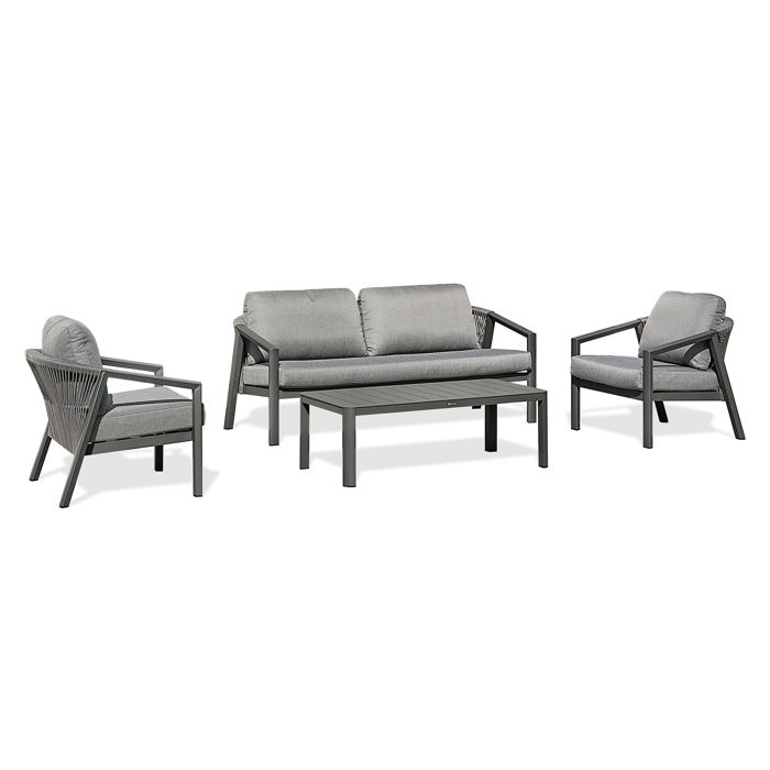 Salon de jardin bas 5 places - Gris anthracite - KELIA Salon de jardin bas 5 places - Gris anthracite - KELIA
