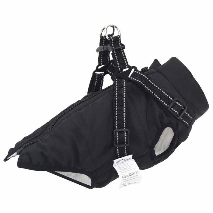Noir Vêtements pour chiens - Manteau pour chien avec harnais Noir L Fleece et Polyester C30144
