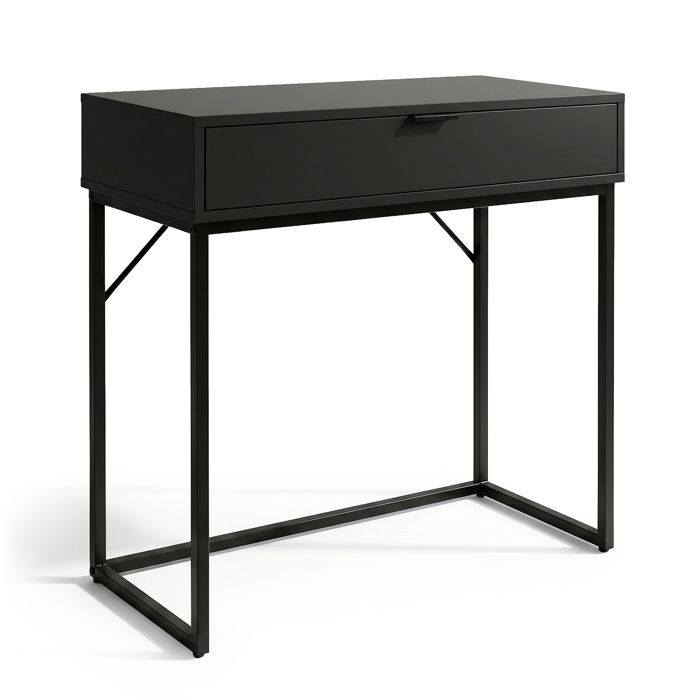Table console style loft MODENA 1 tiroir 80 cm Noir Pieds noirs Table console style loft MODENA 1 tiroir 80 cm Noir Pieds noirs