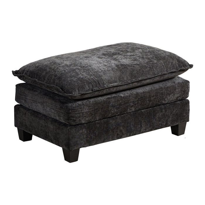 Repose-pieds pour Canapé Moderne 94x58x51cm Coussin Dassise Double Couche Chenille Noir pour Salon Chambre et Appartement