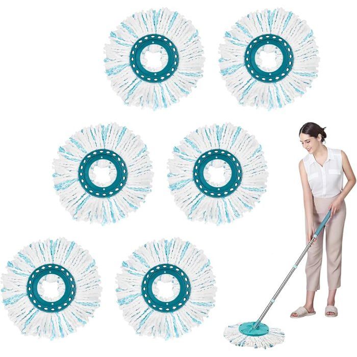 6 Pièces Têtes de Rechange Serpillères de Rechange en Microfibres Clean Twist Disc Mop Micro Kit Tête de Rechange pour Les