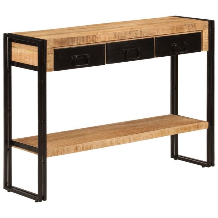 Console Meuble - vidaxl - Table d’Entrée (1 pc) - bois de manguier - noir - 110 x 30 x 76 cm - 3 tiroirs@zcu70w
