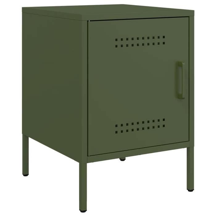 Tables de lit Moderne CHIC 2 pcs Armoires de chevet - Pour chambre - vert olive 36x39x505 cm acier CC1499