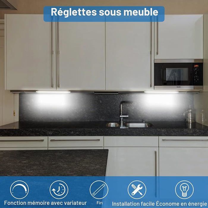 Lot de 6 Réglettes LED Sous Meuble 24 V 30 cm Bnc Froid 6500 K Intensité Régble Écirage de Cuisine Bnc blanc ECLAIRAGE DE MEUBLE