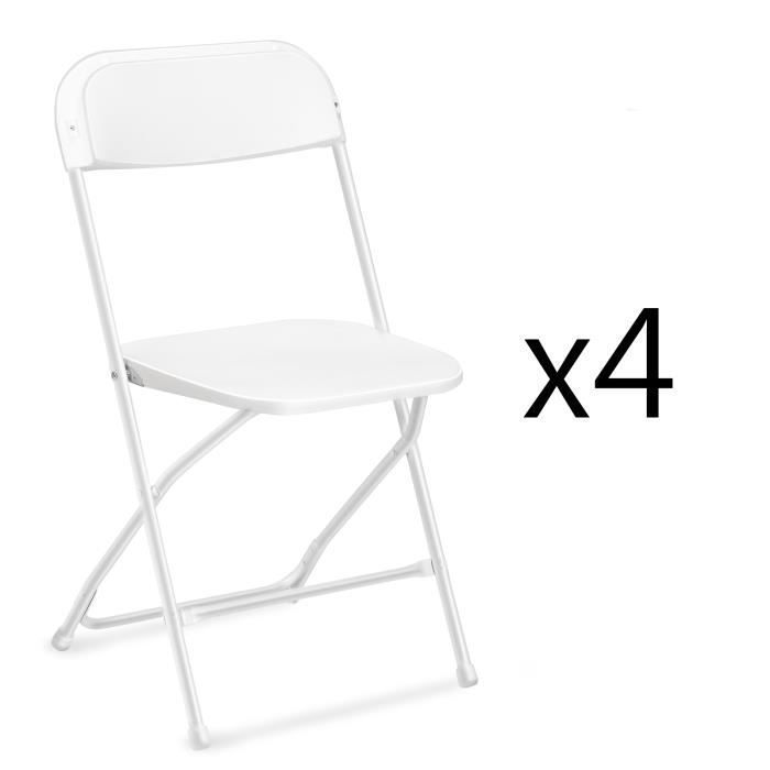 4 pièces chaise en plastique blanc jardin conférence fête mariage pliable 4 pièces chaise en plastique blanc jardin conférence fête mariage pliable