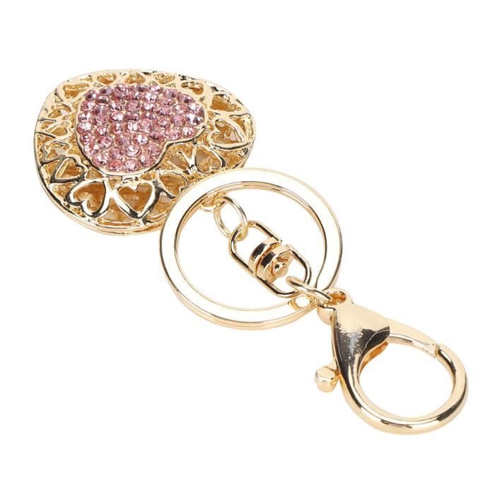 CHUQING Coeur Porte-clés Partenaire Voiture Porte-clés Paillettes Strass Porte-clés Couple Cadeau, Saint Valentin, Noël, Rouge