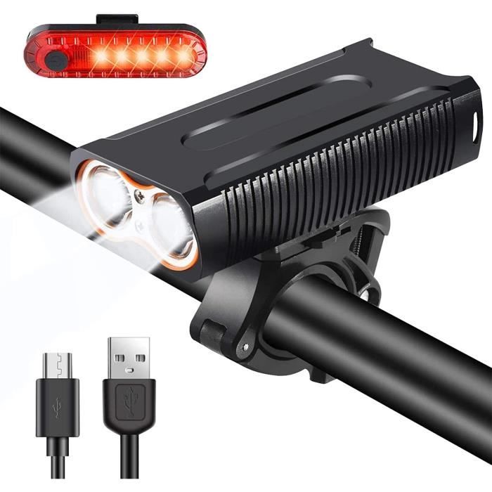 MTB Bike Light rechargeable USB Vélo Lumières tête avant arrière Lampe DEL Set