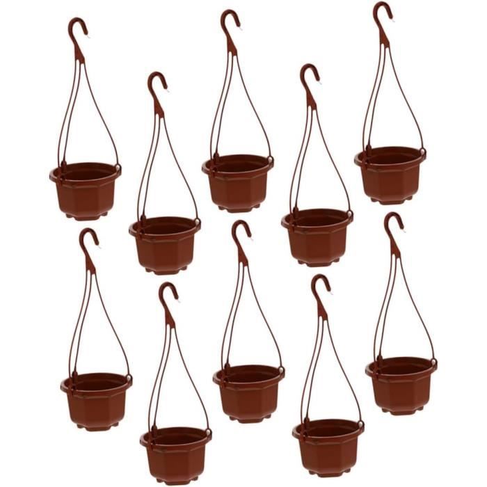 Jardinières Balcon En Jacinthe D'Eau - Lot De 2 Avec 4 Pots Amovibles - 80x20x18cm - Marron Clair - Pour Extérieur - 9