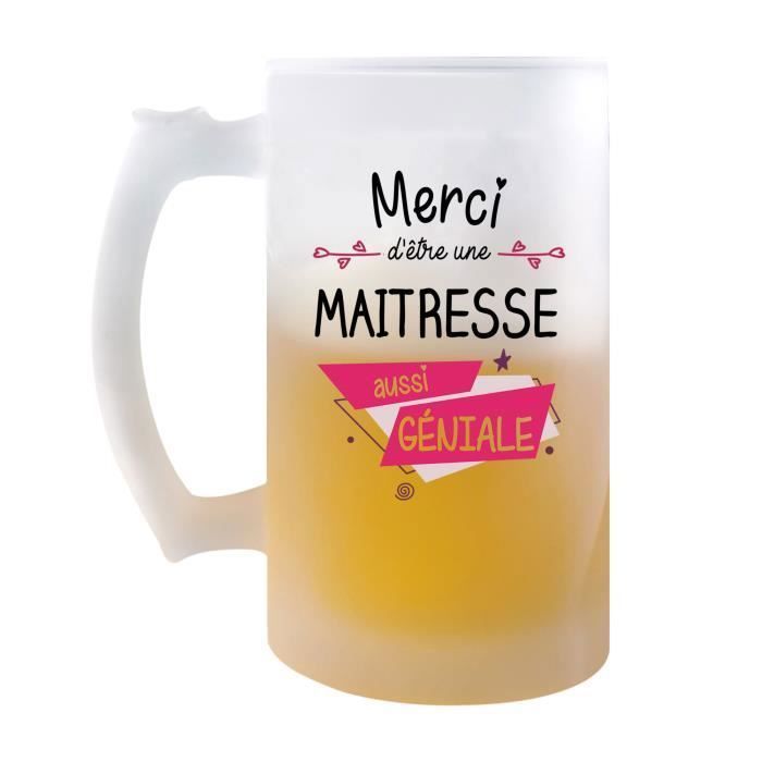 Chope Merci Maitresse Géniale | Verre à Bière Pinte Idée Cadeau Professeur, école, Fin D'année