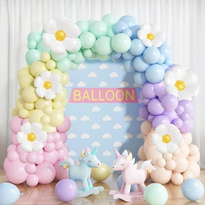 159 Pcs Pastel Daisy Ballon Guirlande Ballon Guirlande Décorations D' anniversaire pour Les Filles Pastel Ballons Coloré Arc-En-Ciel Décorations  Ballon Guirlande pour Baby Shower : : Cuisine et Maison