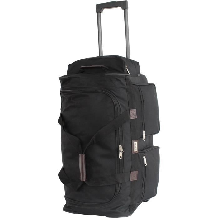 Grand Sac De Voyage à Roulettes Kangol, Cuir Aspect Marron, Homme/femme – Idéal Week-end