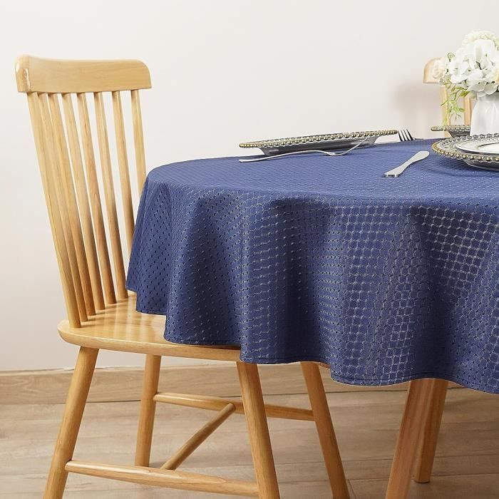Nappe Ronde élastique 120 Cm – Imperméable & Lavable – Pour Tables 90 à 120 Cm – Idéale Jardin, Balcon, Fêtes