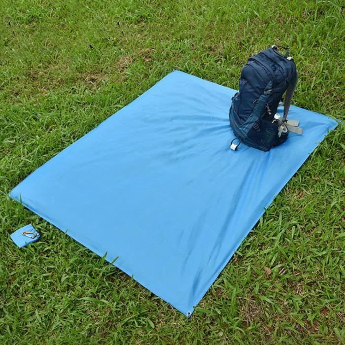 Couverture De Pique-Nique Imperméable 145x200 Cm - Tapis Plage Camping - Oxford PVC - Bleu