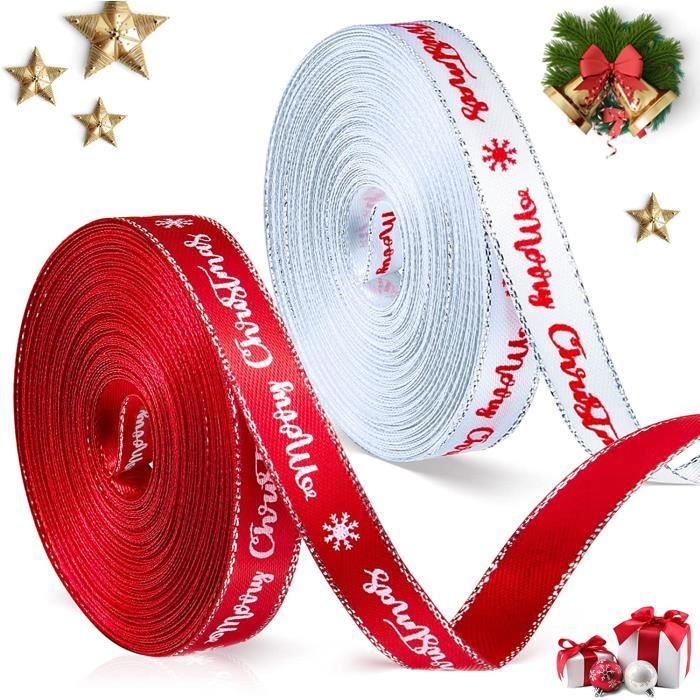 2 Rouleaux Ruban Joyeux Noël Ruban en Satin de Noël Ruban GrosGrain de