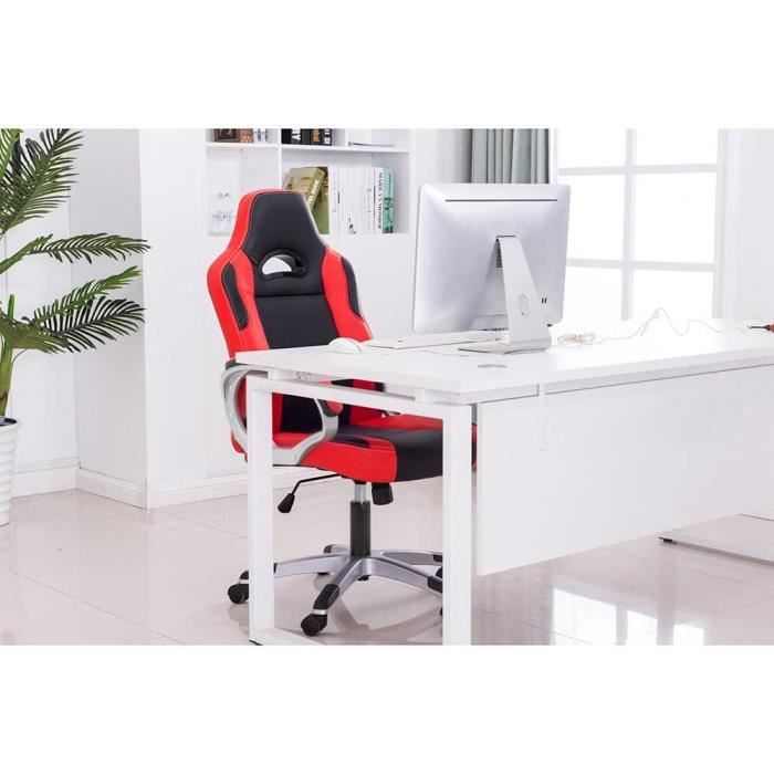 Chaise De Bureau Ergonomique YOUTASTE - Design Queue De Sirène - Hauteur Réglable 45-57 Cm - Cuir PU - Capacité 136 Kg