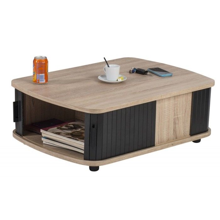 Table Basse Rectangle 80 cm Ch&ecirc;ne - Coloris: Noir 