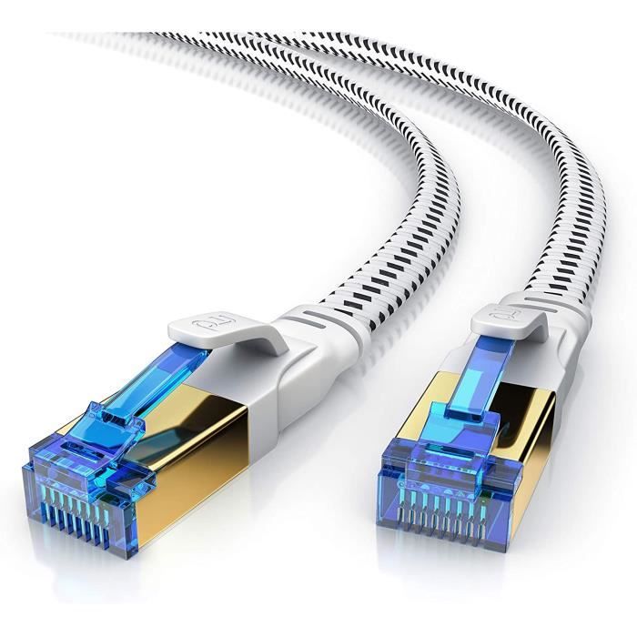 7,5m Câble réseau plat Cat 8.1 RJ45, Câble Ethernet Cat 8 LAN Gigabit ...
