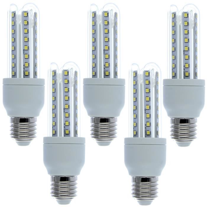 5 Ampoules LED E27 blanc froid 9W=70W - Cdiscount Maison