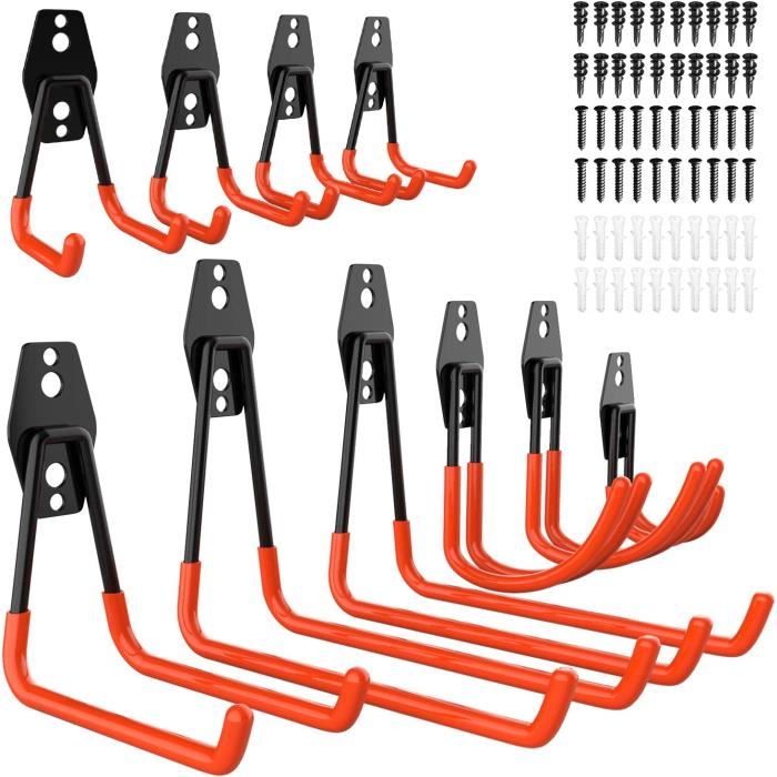 Perfk Lot 10 Crochets U Vis Muraux – Supports Robustes Pour Outils Jardin, Raquettes, Garage (Noir)