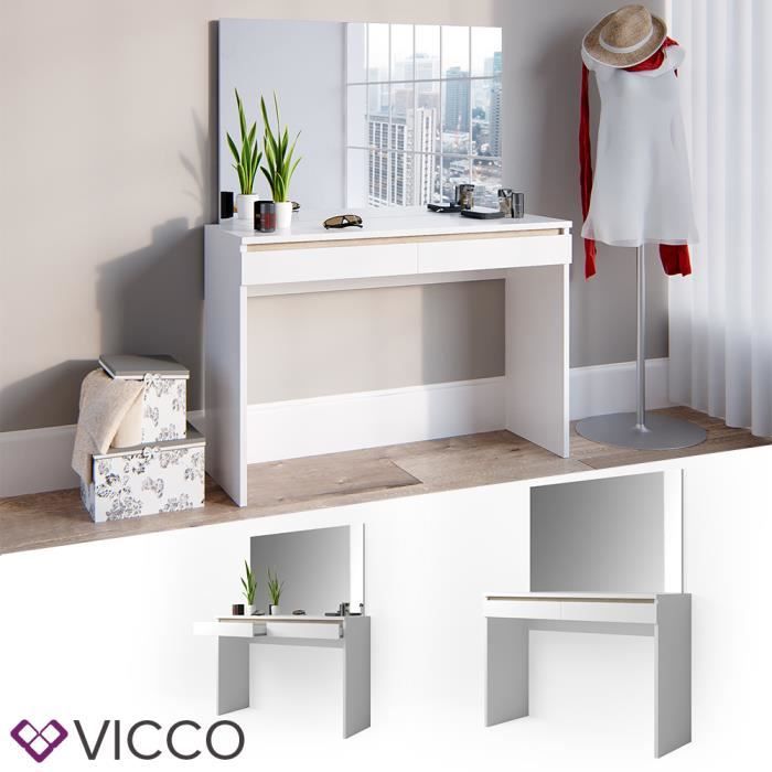 Coiffeuse Emma Blanc 120cm avec tabouret Vicco