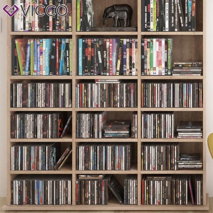 Étagère multimédia VICCO Jukebox CD étagère DVD étagère sur Pied étagère Mur bibliothèque Blu-Ray 