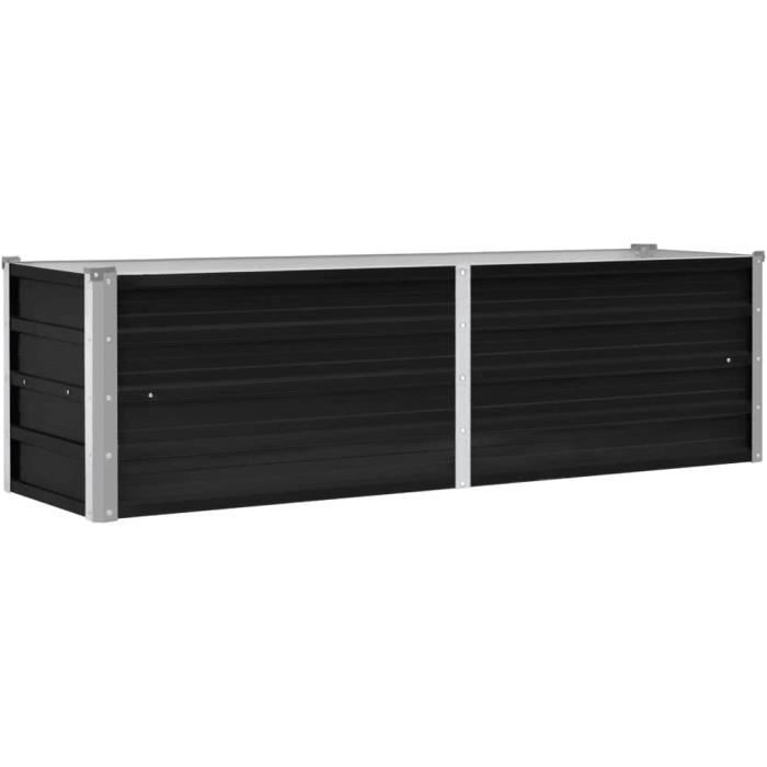 Jardinière Surélevée Anthracite 249x100x68 Cm – Lit De Jardin En Acier Anti-Rouille Pour Plantes Légumes Fleurs