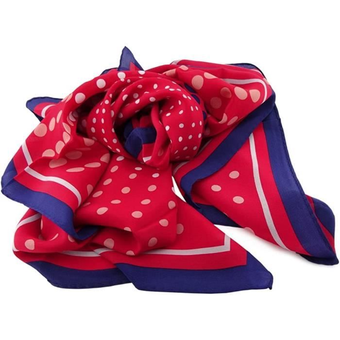 Foulard Carré Neuf Motif Tigre Rouge Gris Bleu - 120x120 Cm, Femme